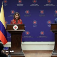 Le ministre turc des Affaires trangres Mevlut Cavusoglu ( droite) et le vice-prsident colombien et ministre des Affaires trangres Martha Lucia Ramirez