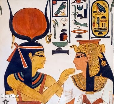 Hathor, personnifie en princesse gyptienne, ici tombe de Nefertari