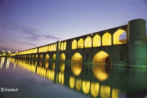 Arched Waterfront at Twilight, Ispahan