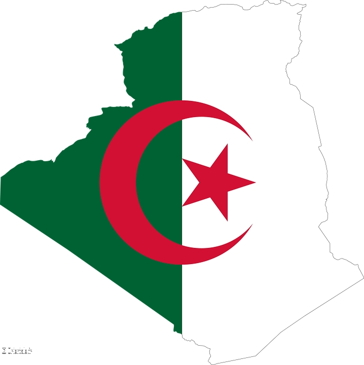 Carte de l'Algérie avec le drapeau