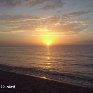 Jijel - Coucher de soleil. Le soleil tait l'objet d'un culte en Egypte. Ra est reprsent sur Terre par les animaux que sont le cobra et le faucon.