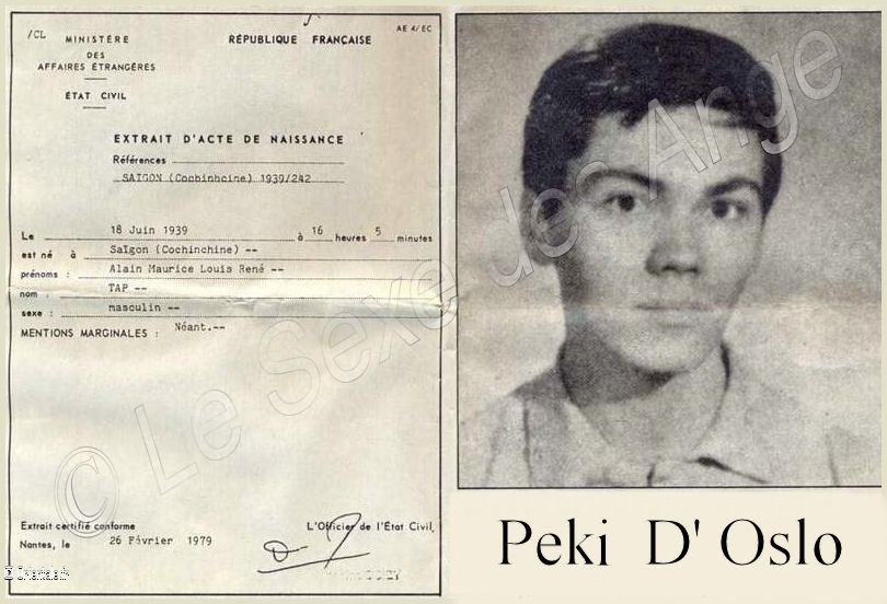 Carte d'identit d'Alain Tap - Peki d'Oslo - Amanda Lear sans doute !