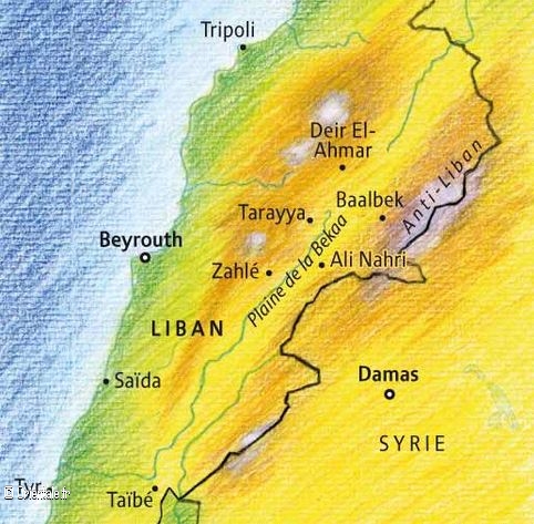 Carte plaine de la Bekaa