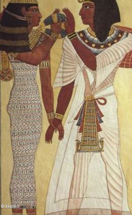 Egypte Antique - Couple - Femme robe en laine