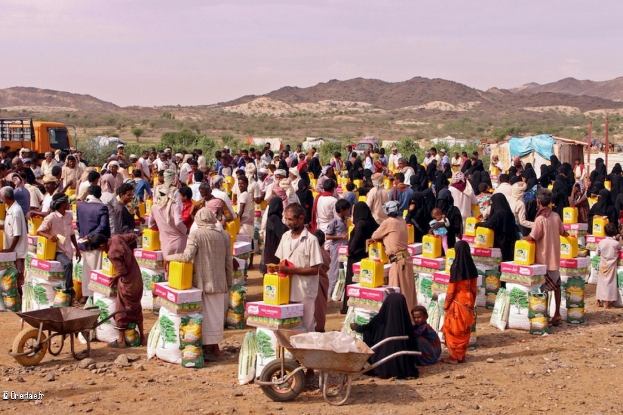 Yemenites bénéficiant de l'aide humanitaire