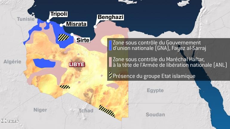 Territoires controlés par les forces armées en Libye en 2020
