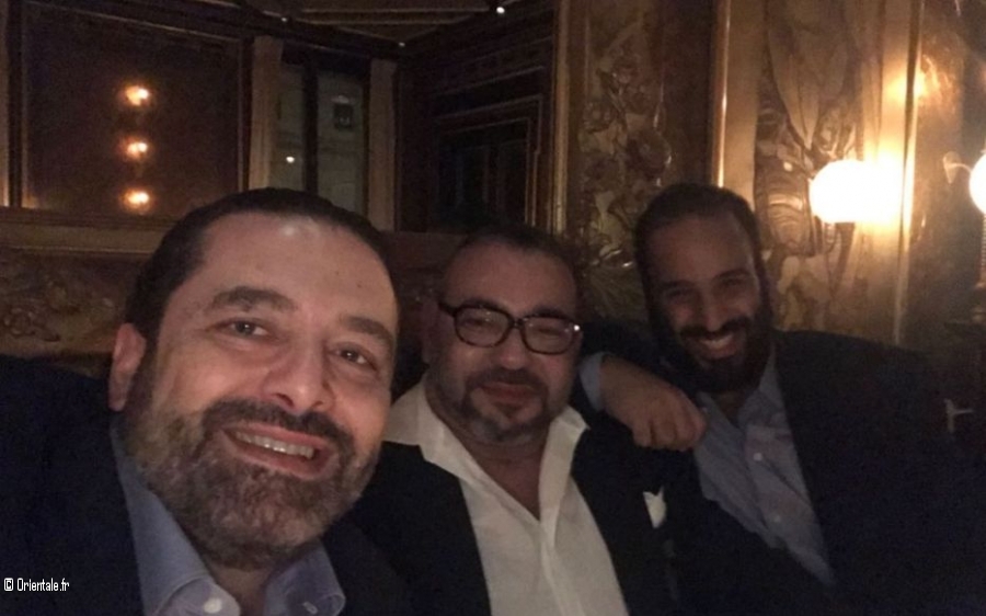 Un selfie entre M. Hariri, Mohammed 6 et le roi Ben Salmane