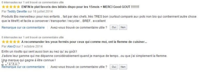 Commentaires d'une compote pour bb excessivements logieux