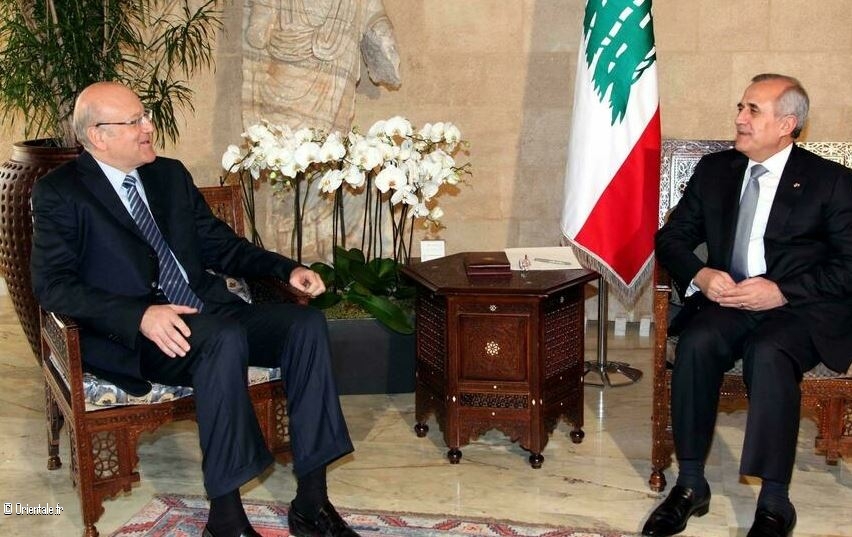 Najib Mikati s'entretient avec Michel Sleiman en 2011