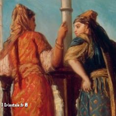 Deux femmes algériennes discutent au balcon - 19ème siècle