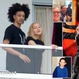 Madonna � gauche � la maison avec son nouveau jeune compagnon et � droite sur sc�ne avec son danseur de fianc�