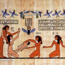 Papyrus accouchement d'une femme �gyptienne