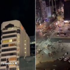 Des internautes ont publi des photos d'un btiment qui a pris feu dans le centre d'Abu Dhabi