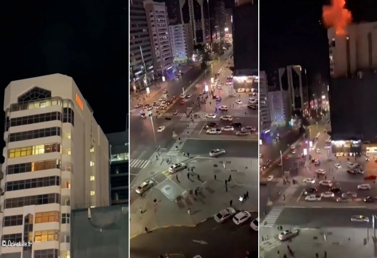 Des internautes ont publié des photos d'un bâtiment qui a pris feu dans le centre d'Abu Dhabi