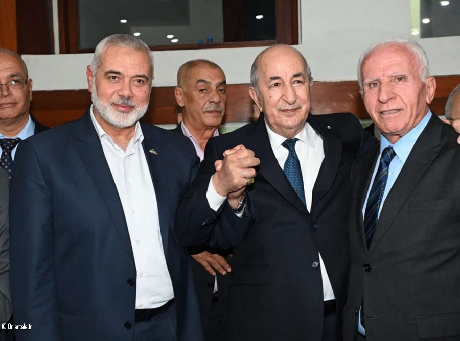 Le prsident Tebboune avec le leader du Fatah, Ismael Haniyeh, et le cadre du Fatah