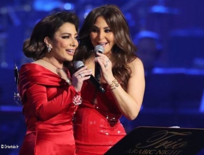 Assala Nasri et Elissa lors du concert Trio Arabic Nights