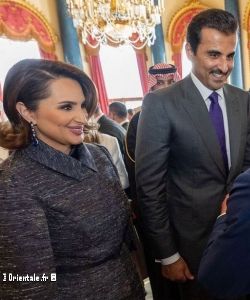 L'émir du Qatar Tamim bin Hamad Al Thani et son épouse