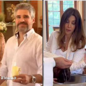 A g. le frre de Nancy Ajram et  droite, Nancy Ajram