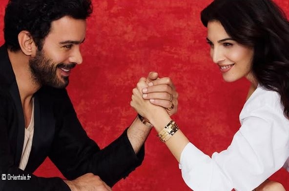 Barış Ardu et Razane Jammal en couverture de Harpers Bazaar