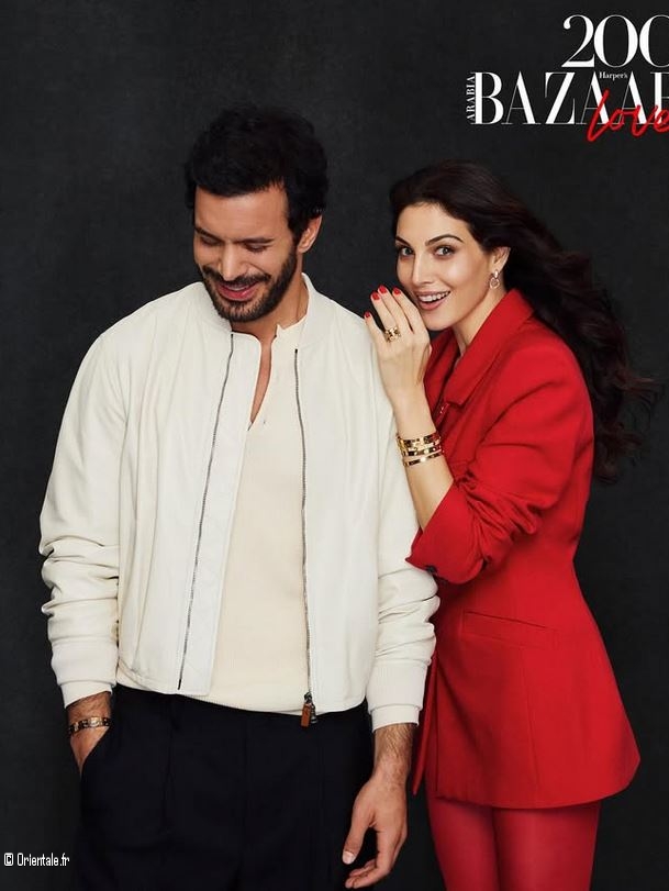 Barış Ardu et Razane Jammal en couverture de Harpers Bazaar